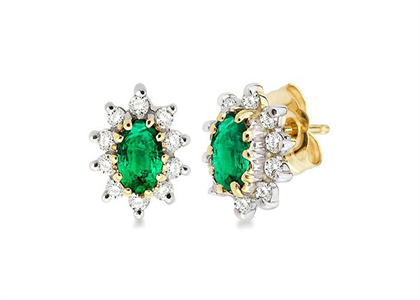 Gold Plated CZ Studded Gemstone Stud Earring